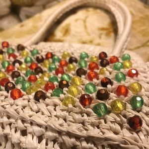 SOLD Vintage Beaded Straw Purse